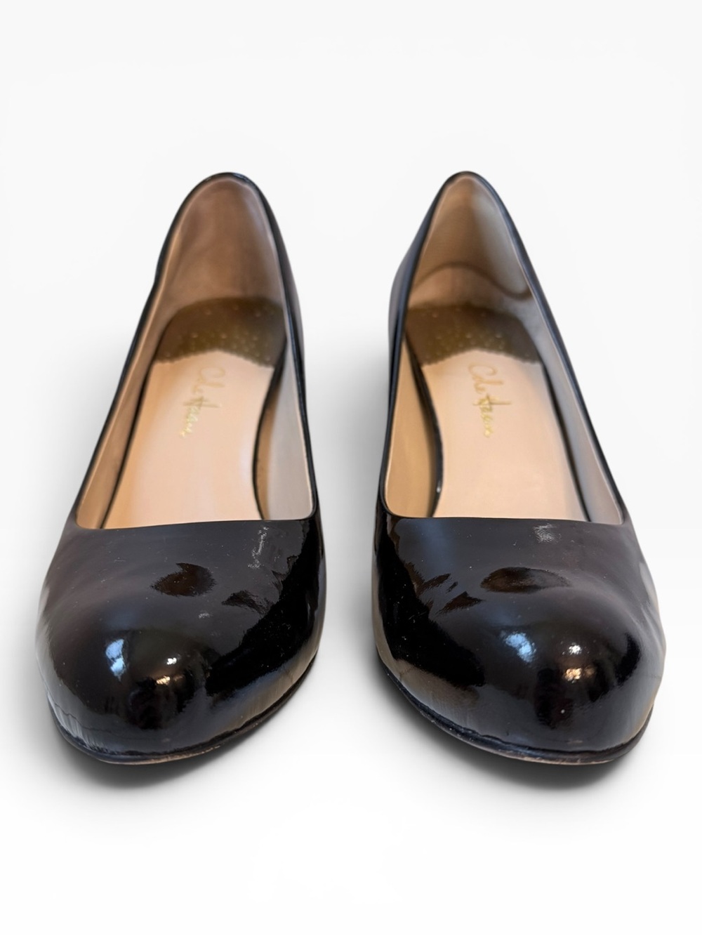 Cole Haan Ambrose Air Pumps Block Heel Patent Leather Black Size 9.5 B - Picture 4 of 10